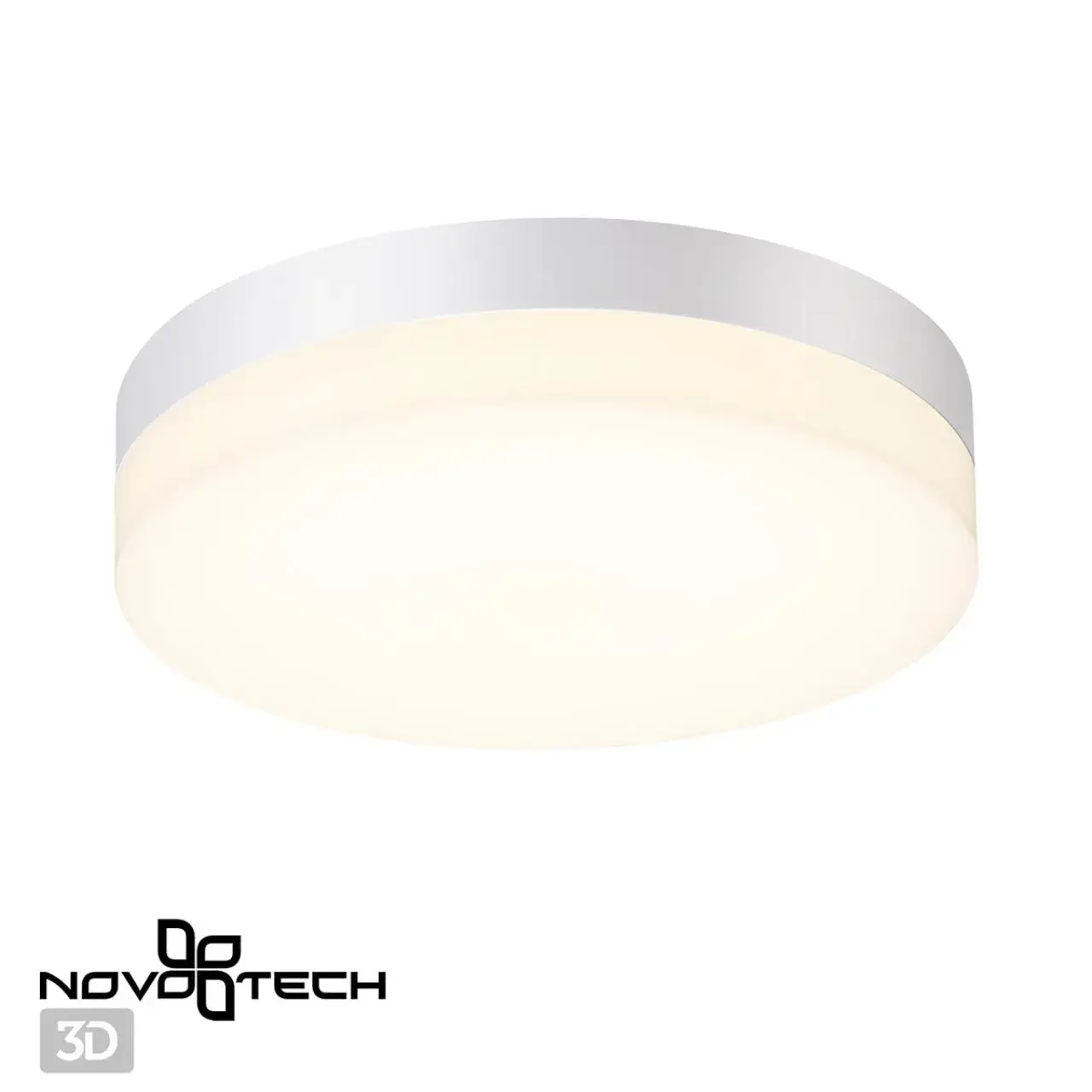 Потолочный уличный светильник Novotech в стиле минимализм, белый матовый акриловый плафон на металлическом корпусе, ракурс 3