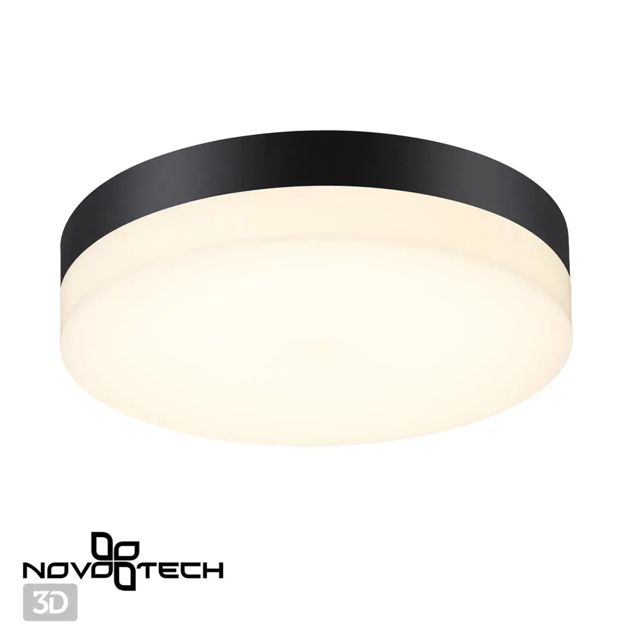 Потолочный уличный светильник Novotech OPAL с матовым черным ободком и белым акриловым рассеивателем, ракурс 3