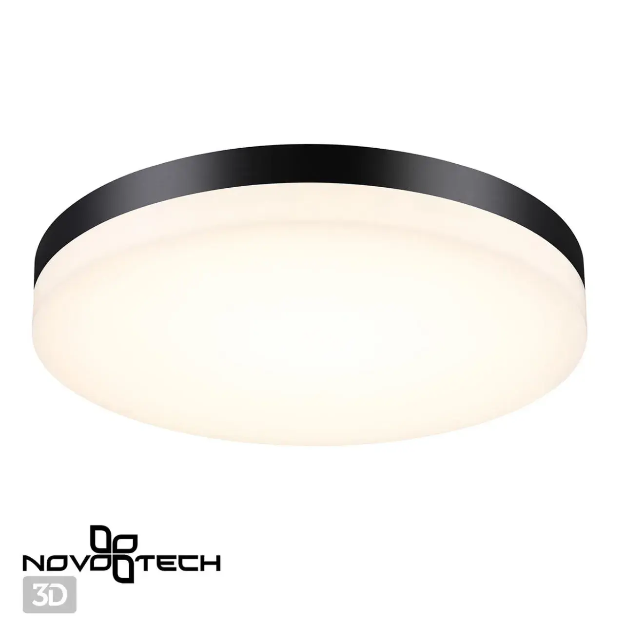 Потолочный уличный светильник Novotech OPAL, белый матовый акрил плафон и черный металлический обод, ракурс 3