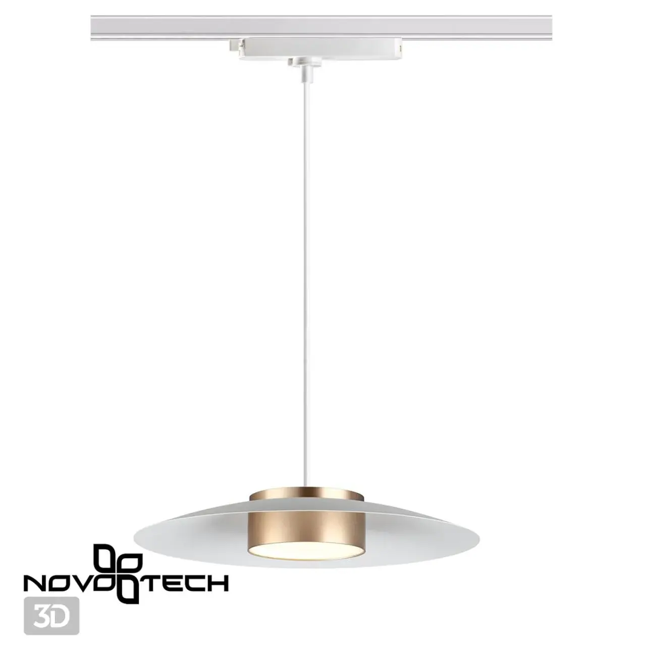 Подвесной светильник Novotech в стиле LOFT с белым и золотым матовым металлическим плафоном, ракурс 4