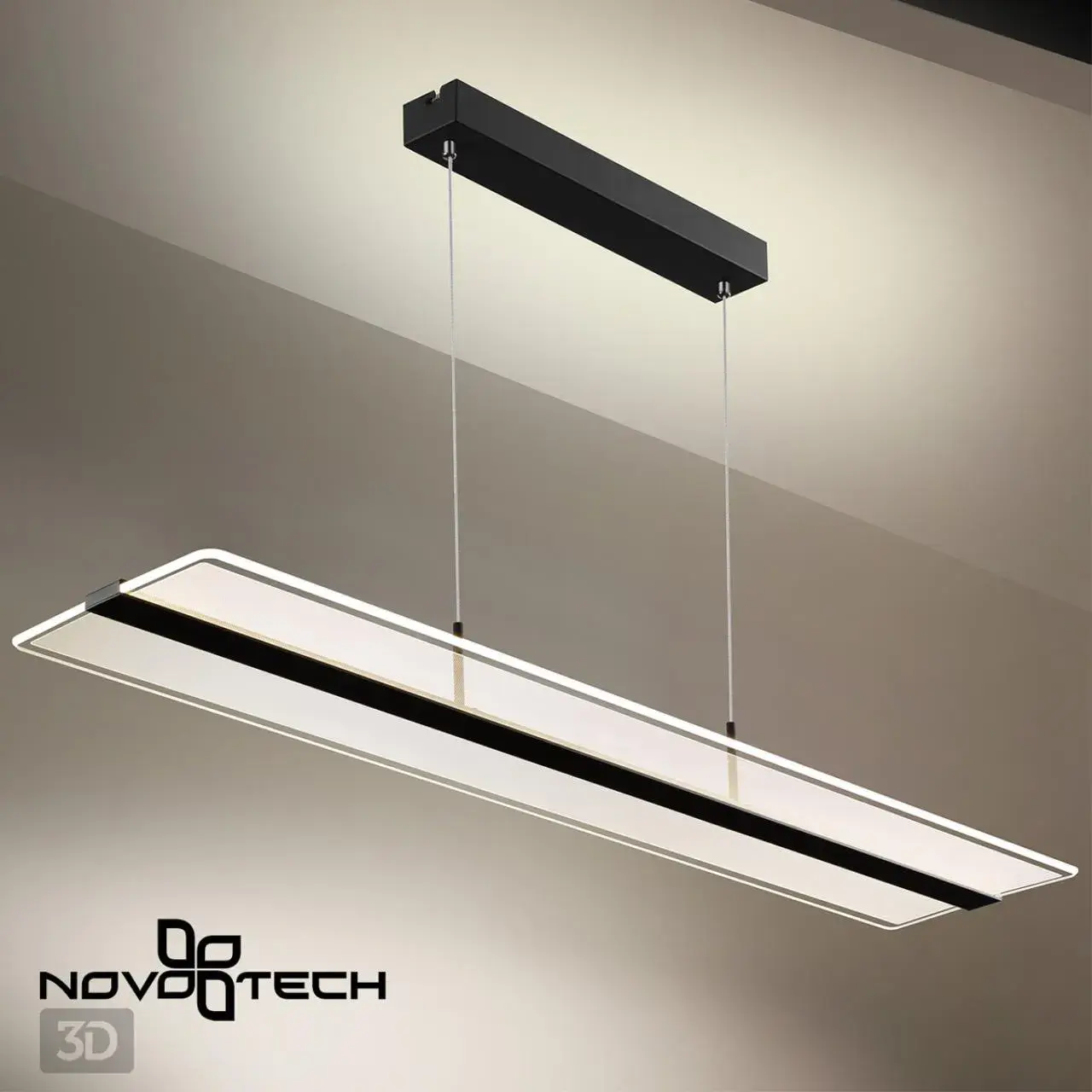 Подвесной светильник Novotech черный, матовый металл, горизонтальный акриловый глянцевый плафон, ракурс 4