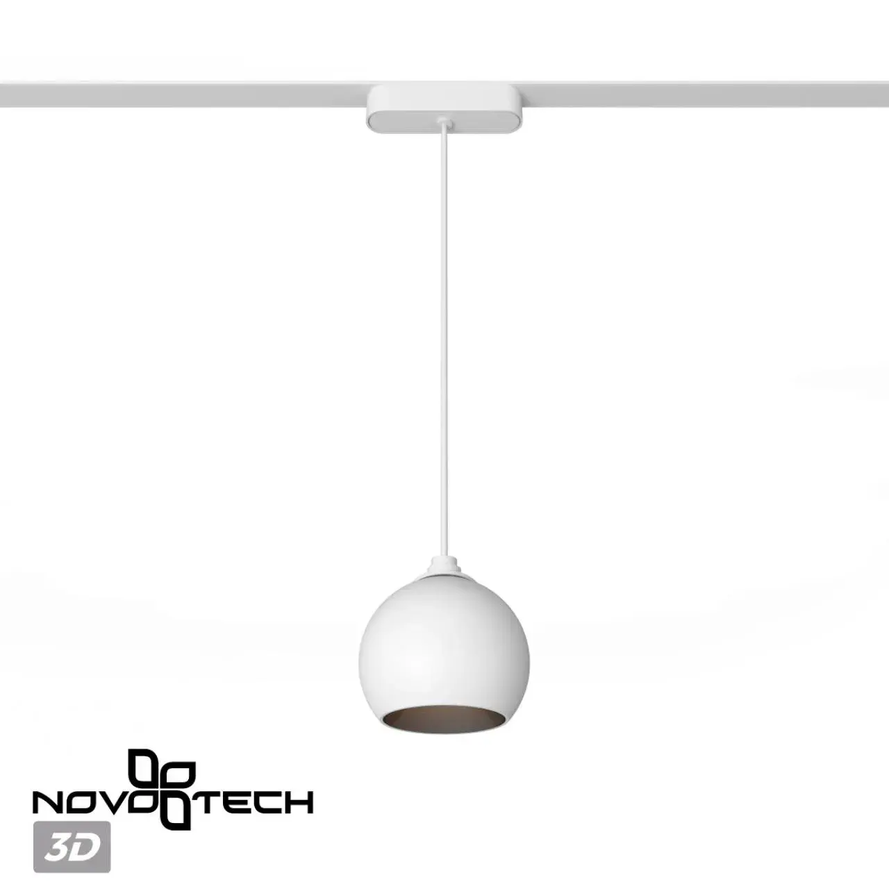 Подвесной светильник Novotech матовый белый корпус на шинопровод, минималистичный дизайн, ракурс 4