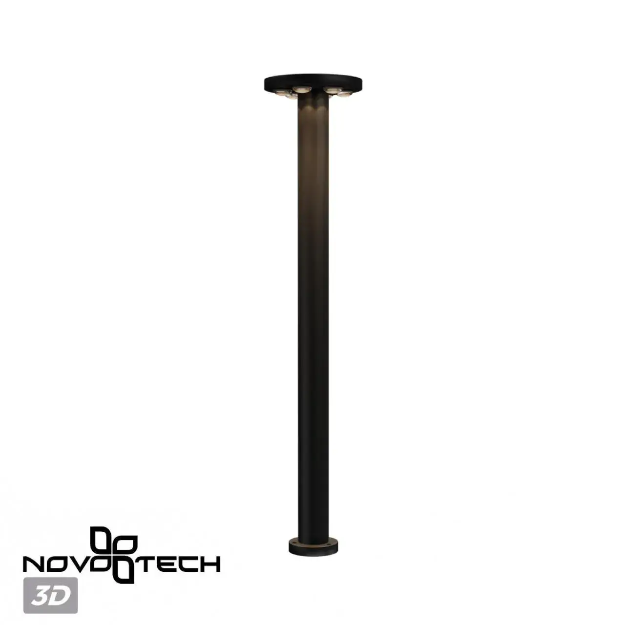 Уличный светильник минимализма Novotech в матовом черном цвете с вертикальным цилиндрическим силуэтом, ракурс 5