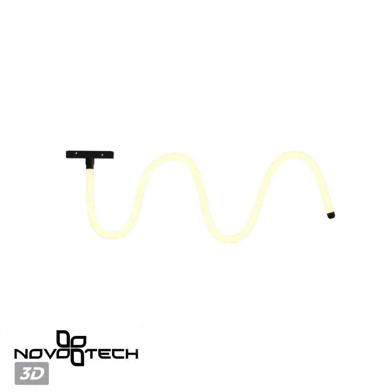 Трековый светильник Novotech в стиле магнити с декором, имитирующим канатную оплетку, черный алюминий и белый пластик, ракурс 6