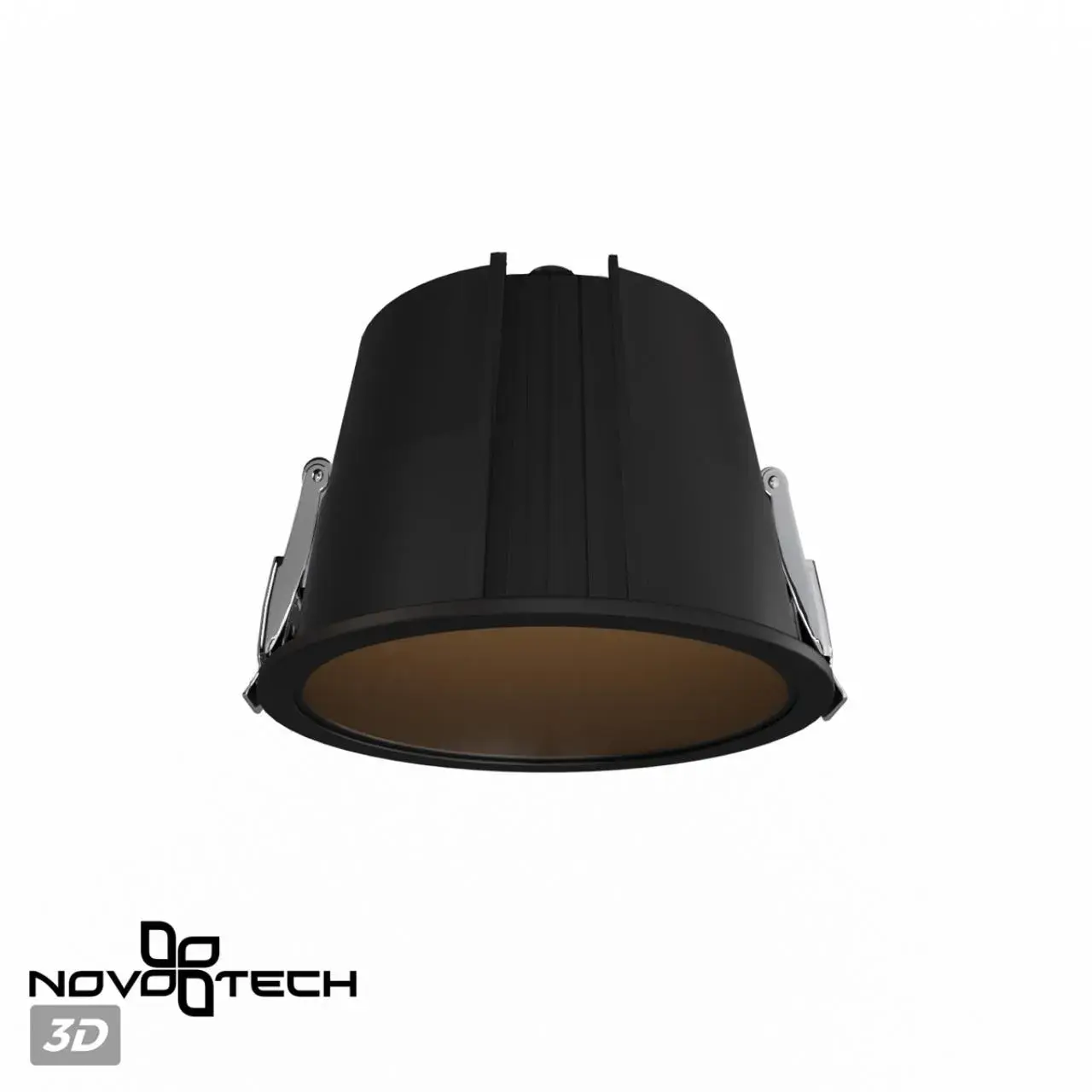 Матовый черный встраиваемый точечный светильник Novotech LANG, минималистичный дизайн, пластиковый рассеиватель, ракурс 5