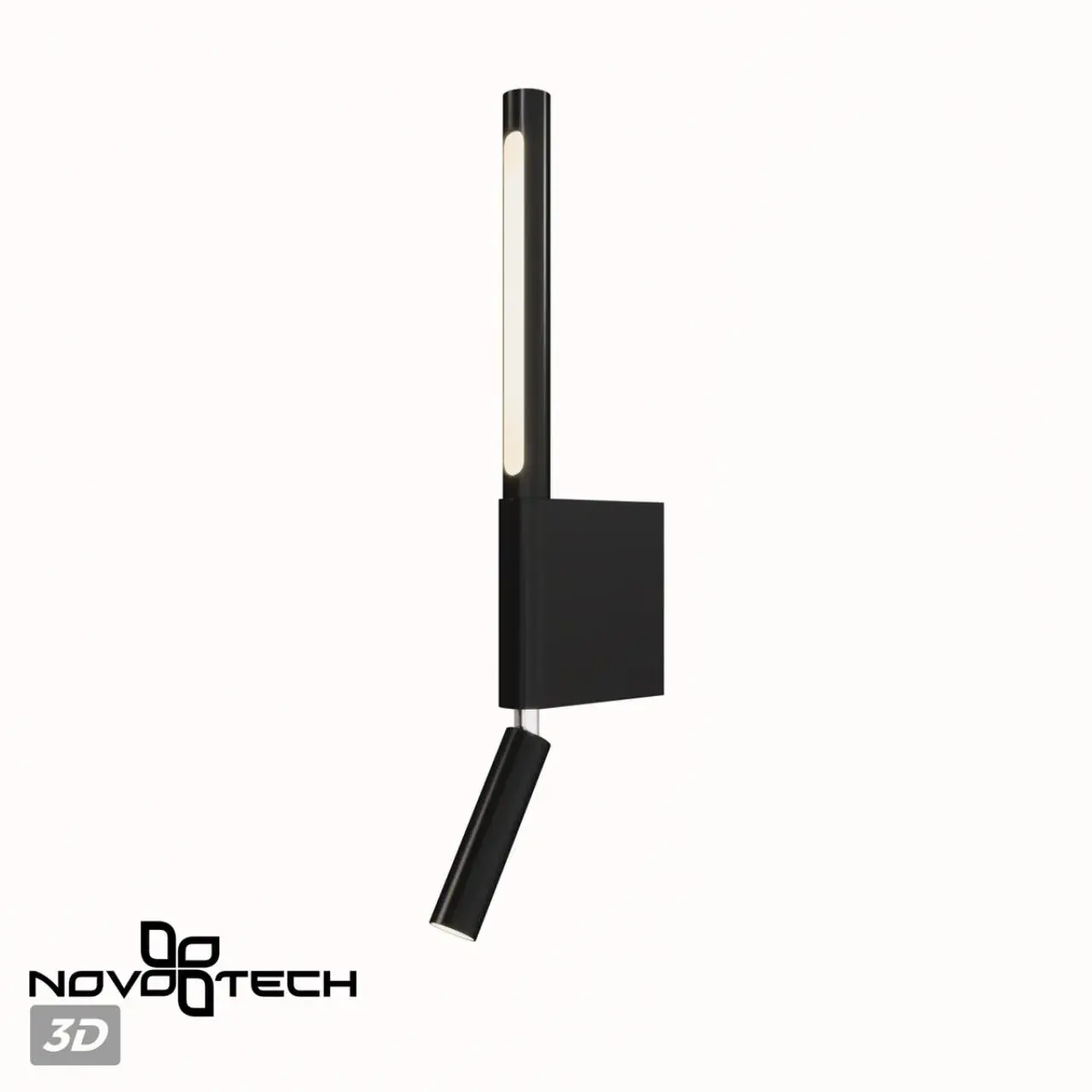 Накладное бра Novotech черного цвета с матовым металлическим корпусом и плафоном, минималистичный дизайн, ракурс 5