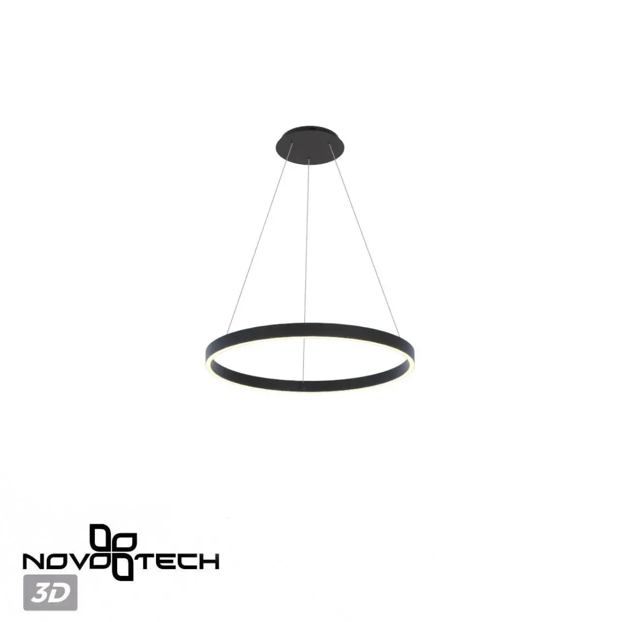 Подвесной светильник Novotech черный, минималистичный дизайн, большой круглый плафон из матового металла, ракурс 4