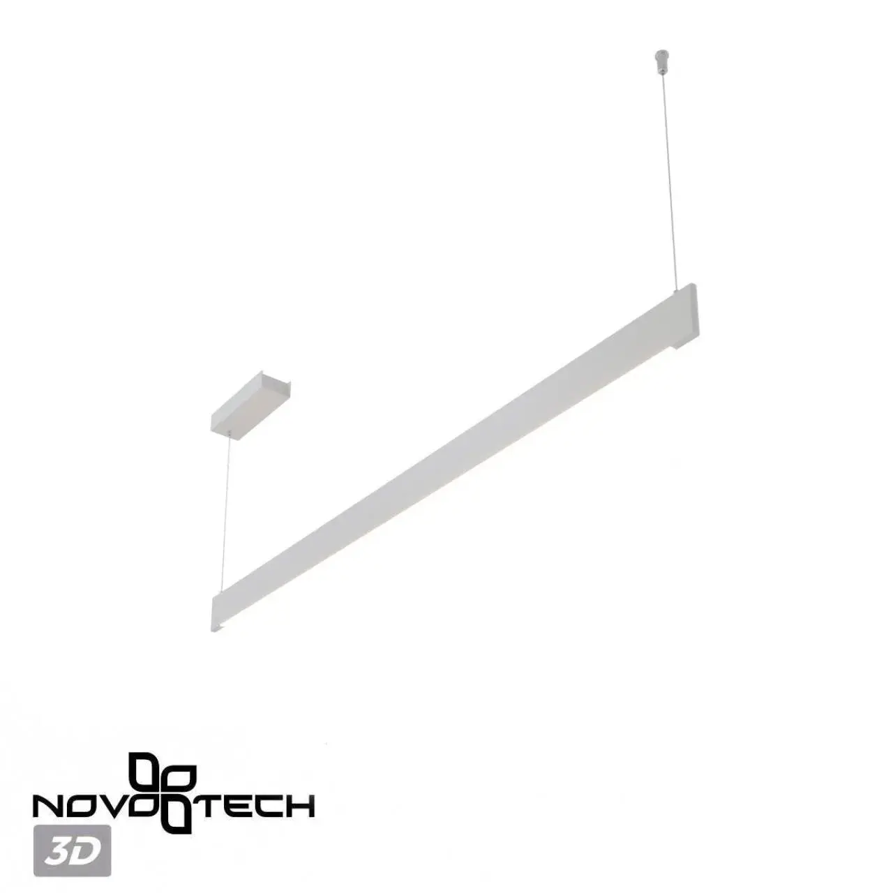 Длинный линейный подвесной светильник Novotech матовый белый с скрытыми светодиодами в стиле Минимализм, ракурс 4