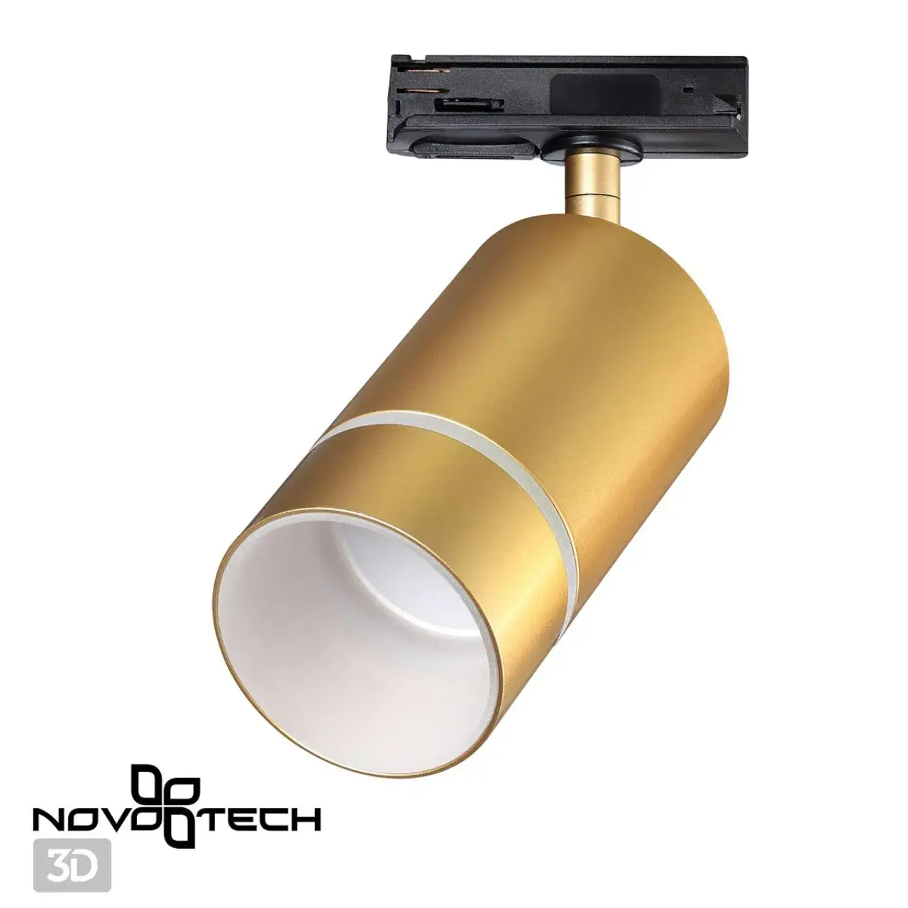 Трековый светильник Novotech матовый металл с направленным плафоном и минималистичным силуэтом, ракурс 4