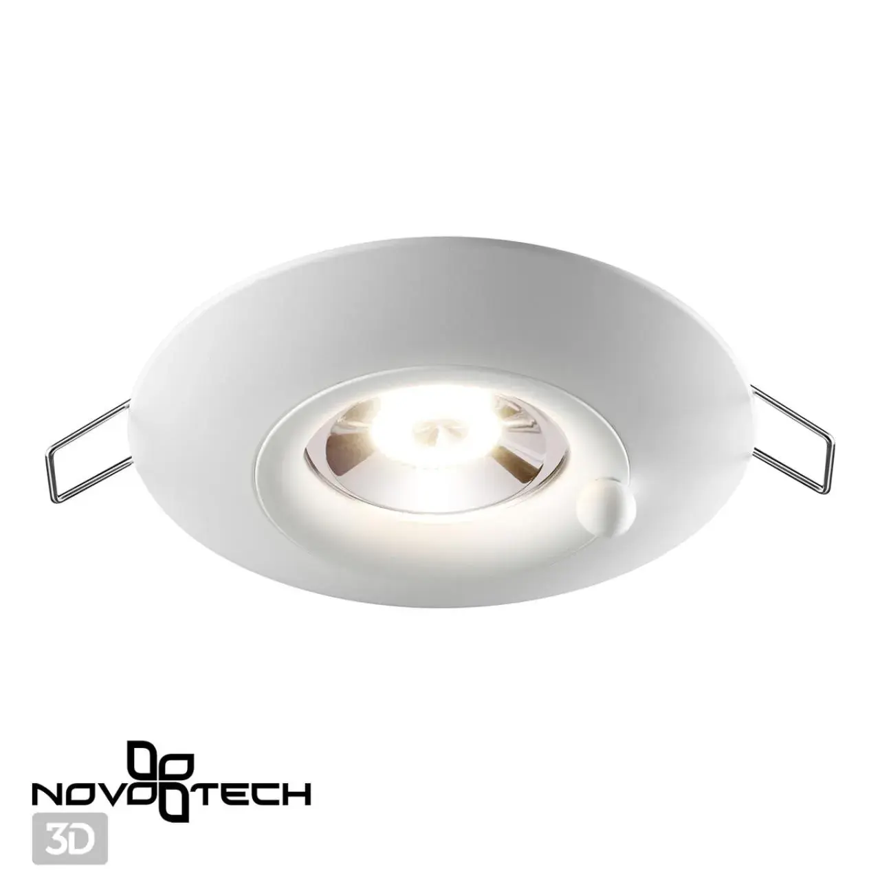Встраиваемый точечный светильник Novotech белый матовый с гладкой геометрией и одним источником света, ракурс 3