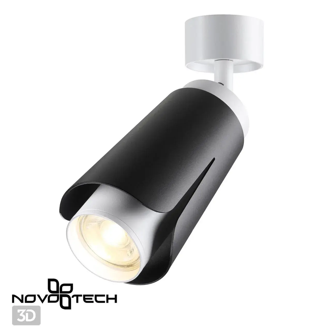 Подвесной светильник Novotech с матовым черным плафоном и белым корпусом, минималистичный дизайн, ракурс 5