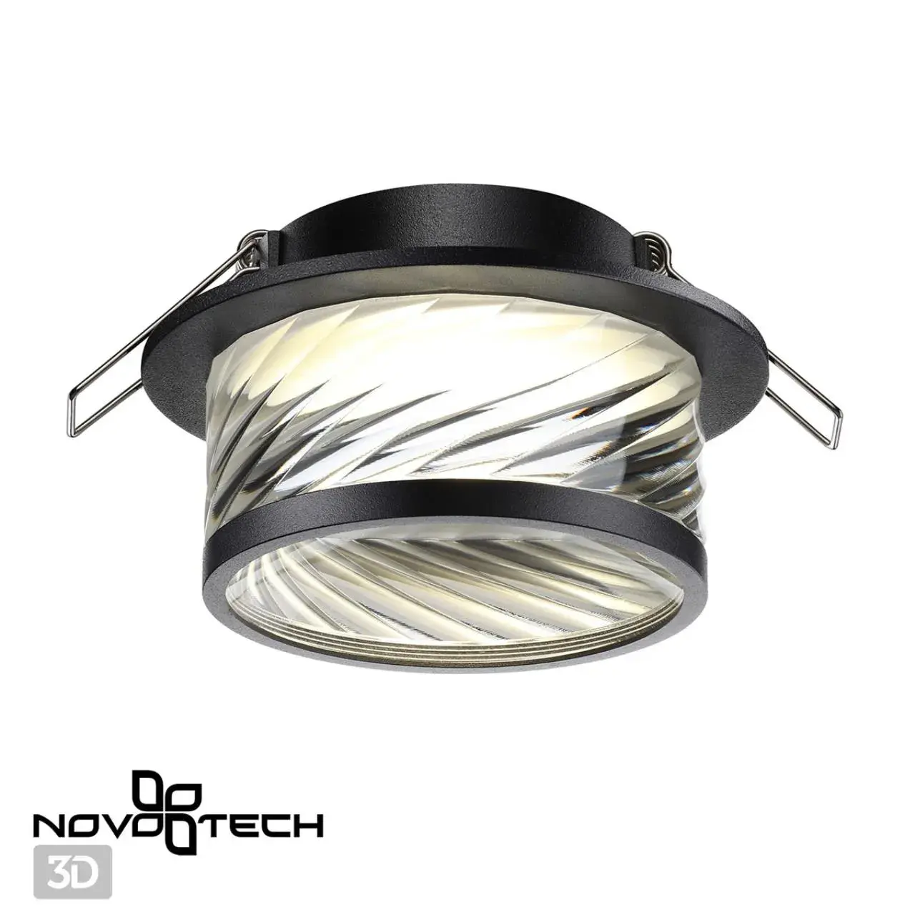 Встраиваемый точечный светильник Novotech матовый черный, цилиндрическая форма из акрила и металла, ракурс 4