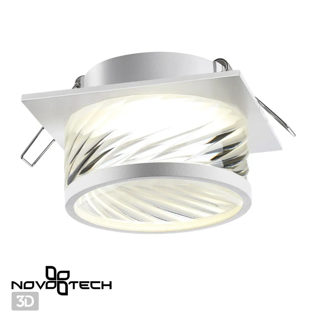 Встраиваемый точечный светильник Novotech матовый белый корпус с глянцевым прозрачным акриловым рассеивателем, ракурс 4