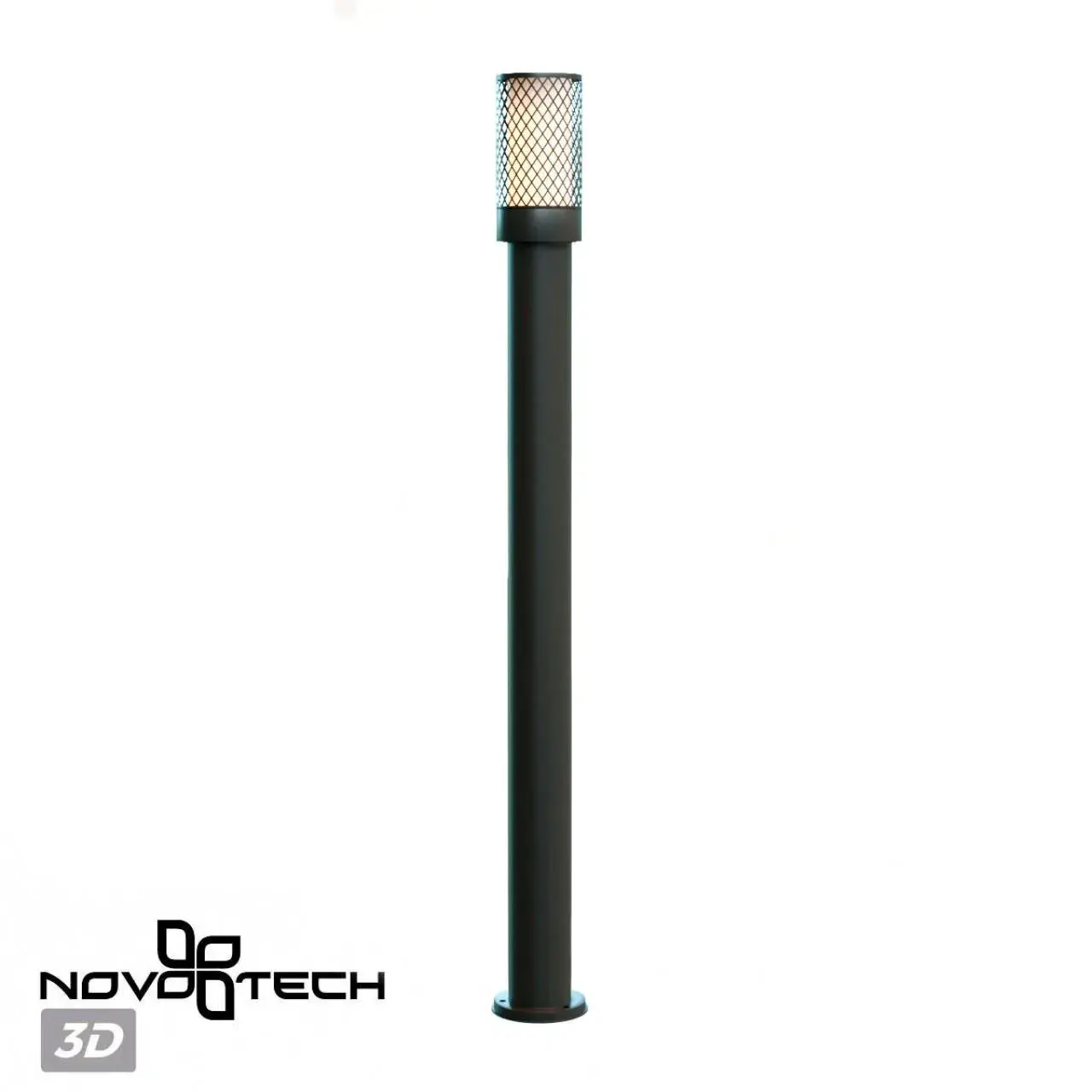 Наземный уличный светильник Novotech MATRIX в матовом черном цвете с декоративной металлической сеткой плафона, ракурс 3