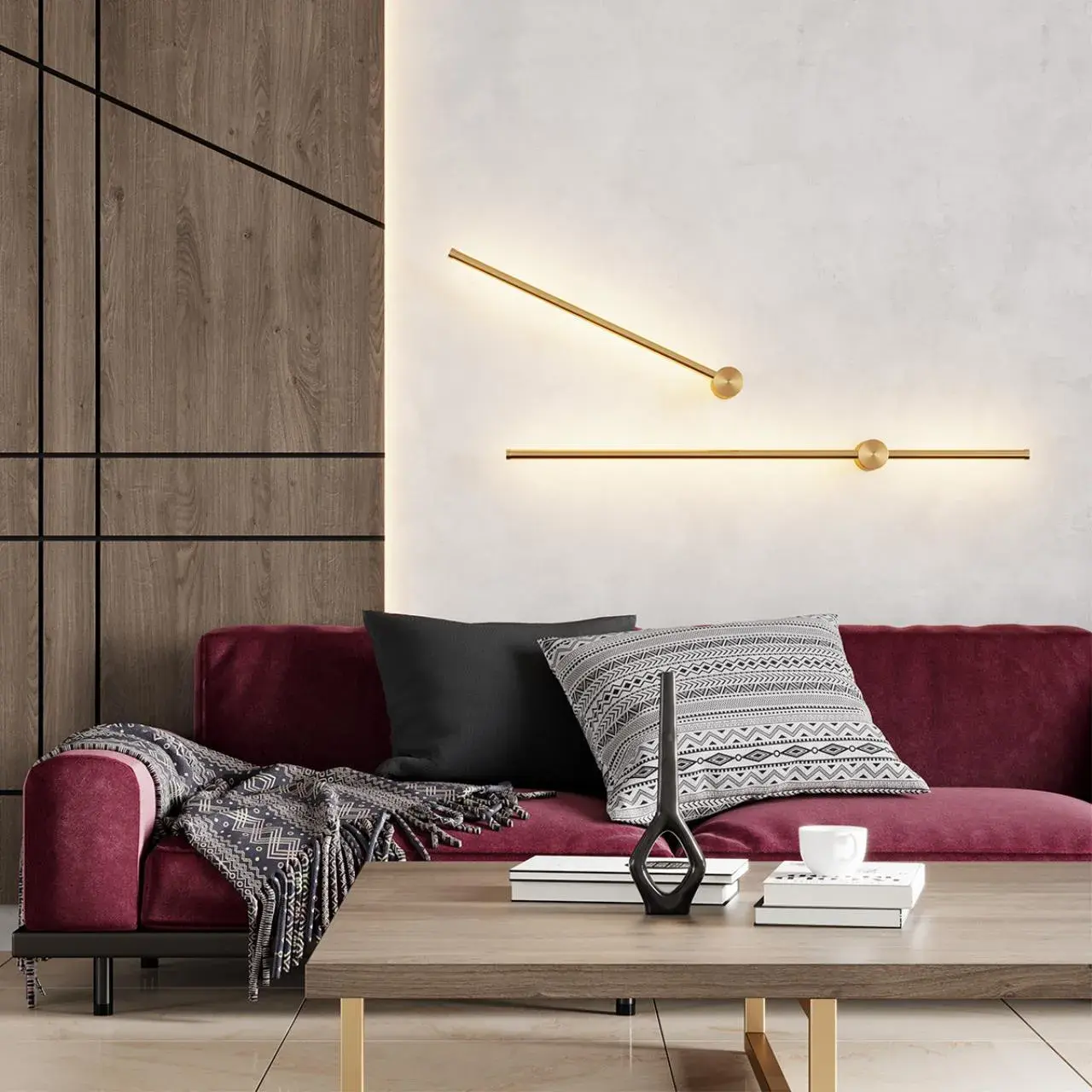 Вертикальный бра в стиле минимализм Odeon Light из матового золотого металла с одним декоративным плафоном, ракурс 4